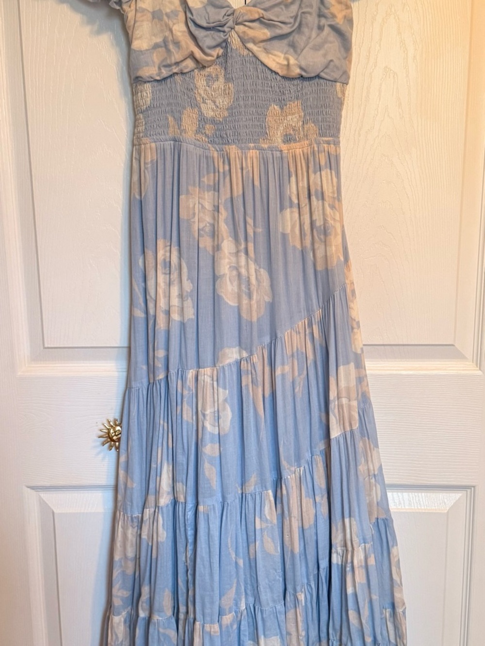 Free People Light Blue and Cream Floral Maxi Dress